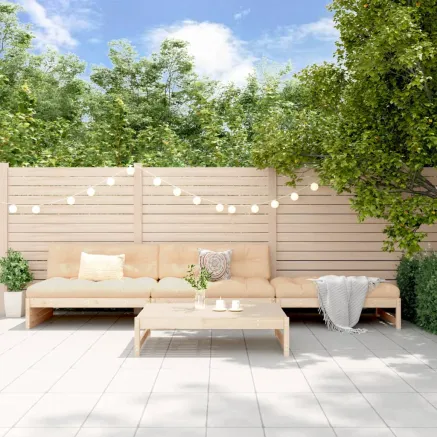 Salon de jardin 4 pcs avec coussins bois massif