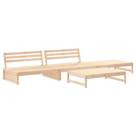 Salon de jardin 4 pcs avec coussins bois massif