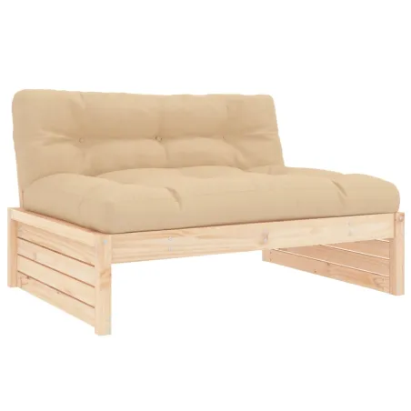 Salon de jardin 4 pcs avec coussins bois massif