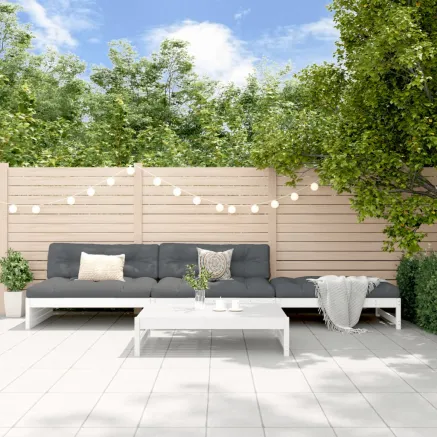 Salon de jardin 4 pcs avec coussins blanc bois massif