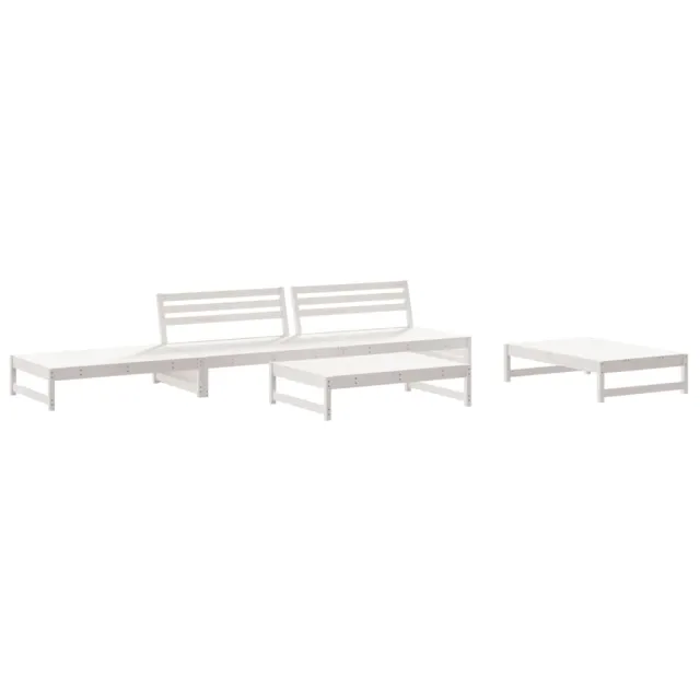 Salon de jardin 5 pcs avec coussins blanc bois massif