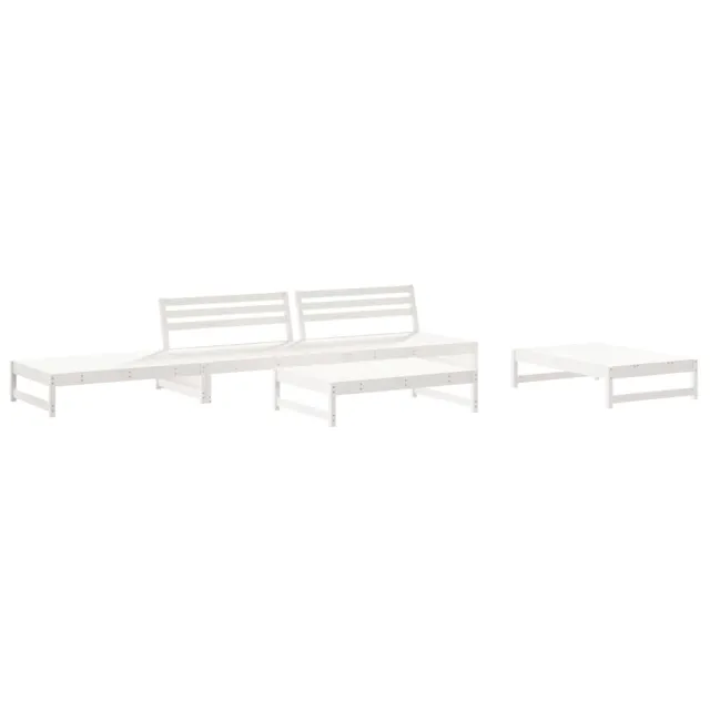Salon de jardin 6 pcs avec coussins blanc bois massif