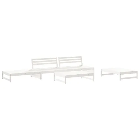 Salon de jardin 6 pcs avec coussins blanc bois massif
