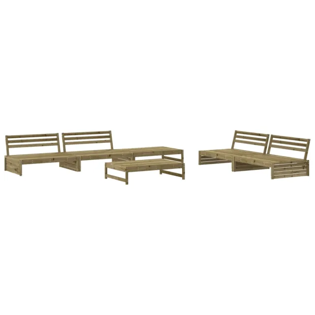 Salon de jardin 6 pcs avec coussins bois de pin imprégné
