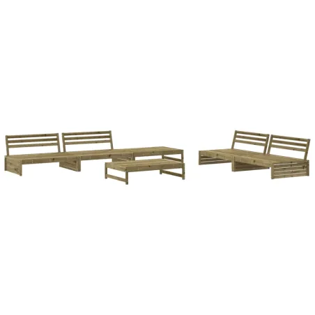 Salon de jardin 6 pcs avec coussins bois de pin imprégné