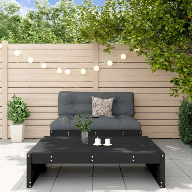 Salon de jardin 2 pcs avec coussins noir bois massif