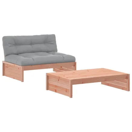 Salon de jardin 2 pcs avec coussins bois massif douglas 2