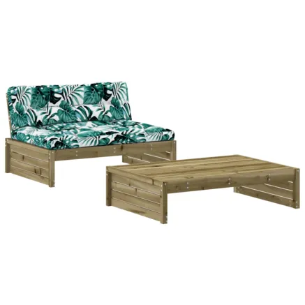 Salon de jardin 2 pcs avec coussins bois de pin imprégné 2