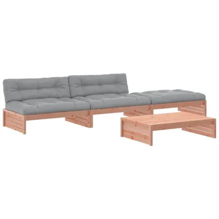 Salon de jardin 4 pcs avec coussins bois massif douglas 2