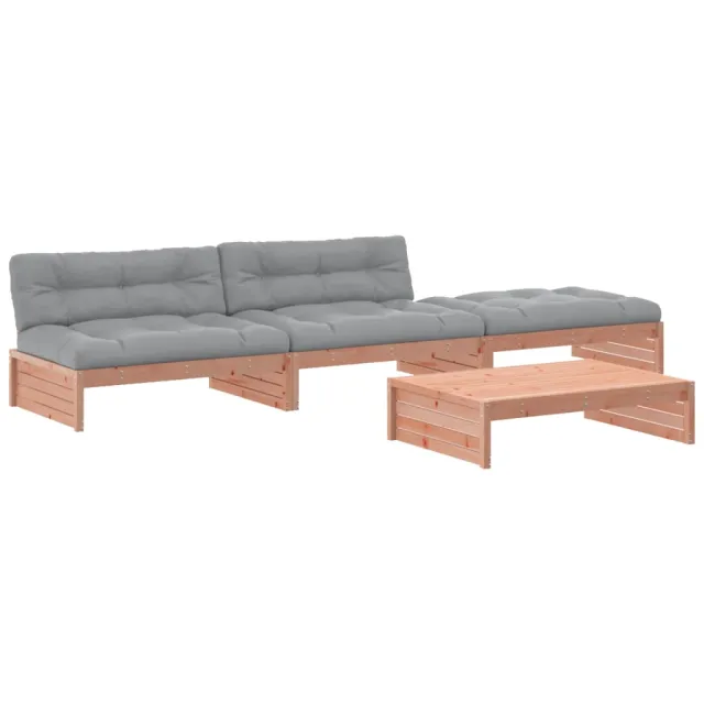 Salon de jardin 4 pcs avec coussins bois massif douglas
