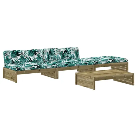 Salon de jardin 4 pcs avec coussins bois de pin imprégné