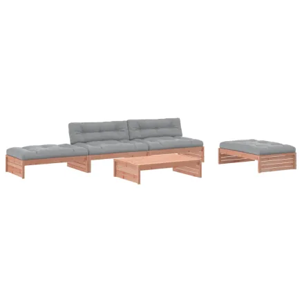 Salon de jardin 5 pcs avec coussins bois massif douglas 2