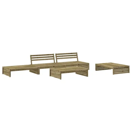 Salon de jardin 5 pcs avec coussins bois de pin imprégné