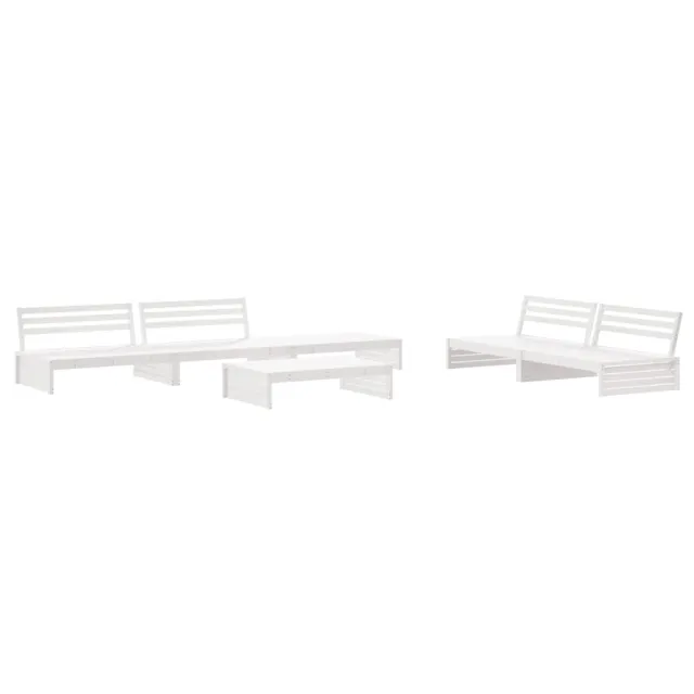 Salon de jardin 6 pcs avec coussins blanc bois massif