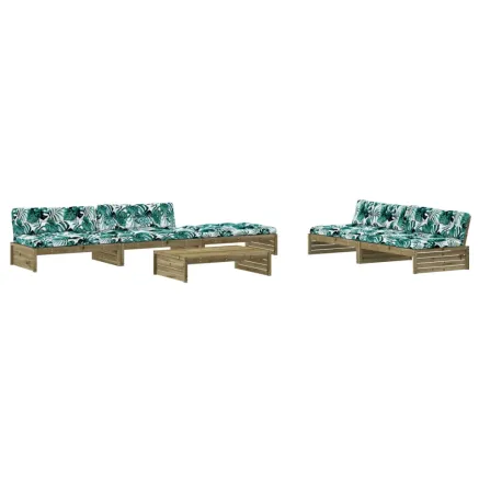 Salon de jardin 6 pcs avec coussins bois de pin imprégné 2