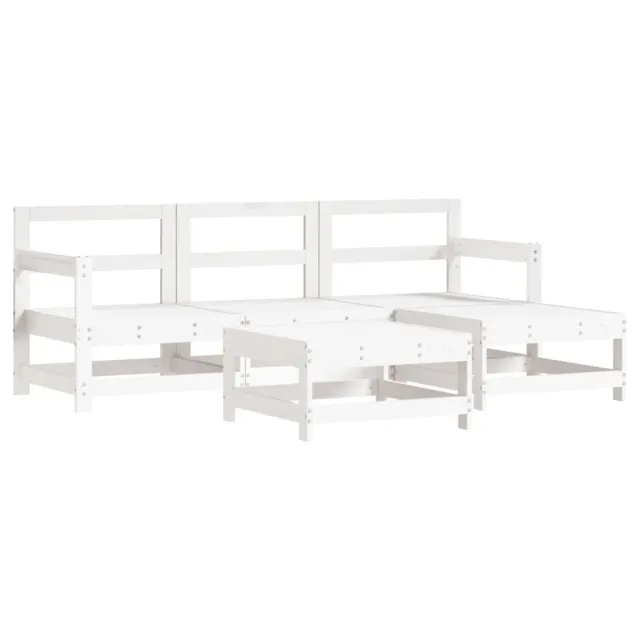 Salon de jardin 5 pcs blanc bois massif de pin
