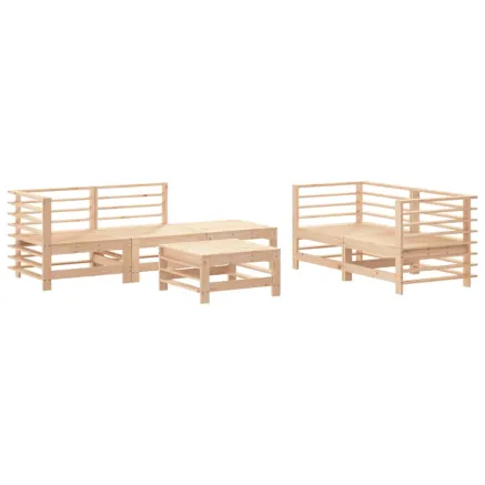 Salon de jardin 6 pcs Bois de pin massif 2