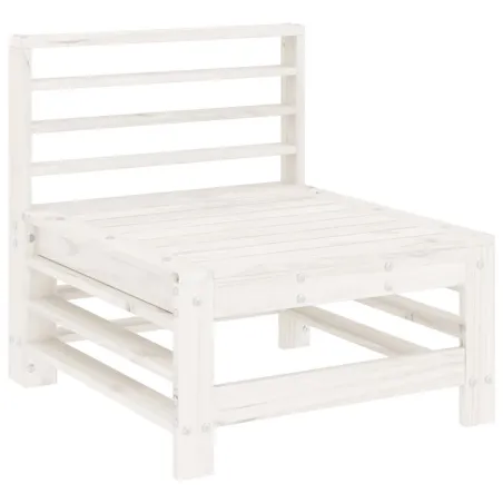 Salon de jardin 6 pcs Blanc Bois de pin massif