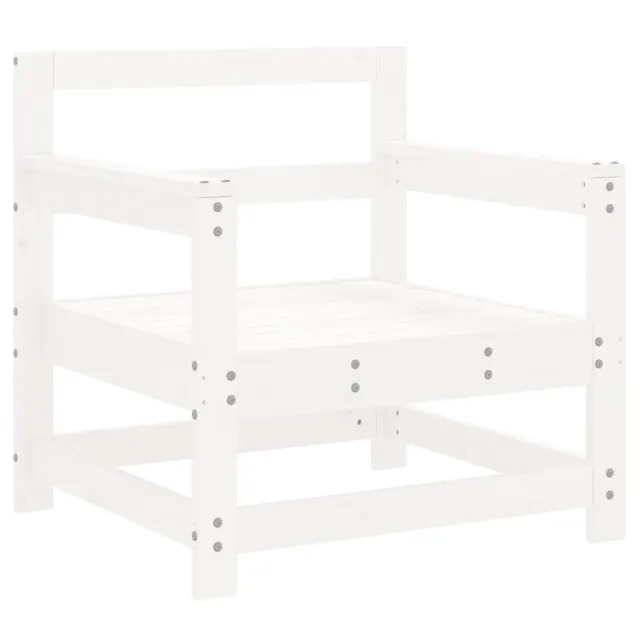 Salon de jardin 7 pcs Blanc Bois de pin massif