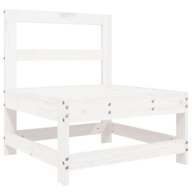 Salon de jardin 8 pcs Blanc Bois de pin massif