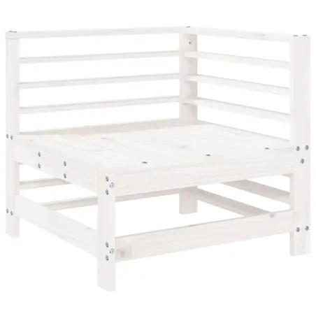 Salon de jardin 9 pcs Blanc Bois de pin massif