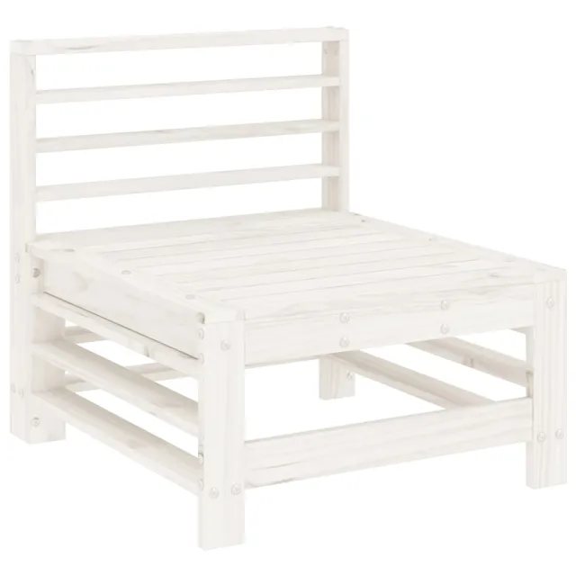 Salon de jardin 6 pcs Blanc Bois de pin massif