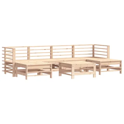 Salon de jardin 7 pcs Bois de pin massif 2