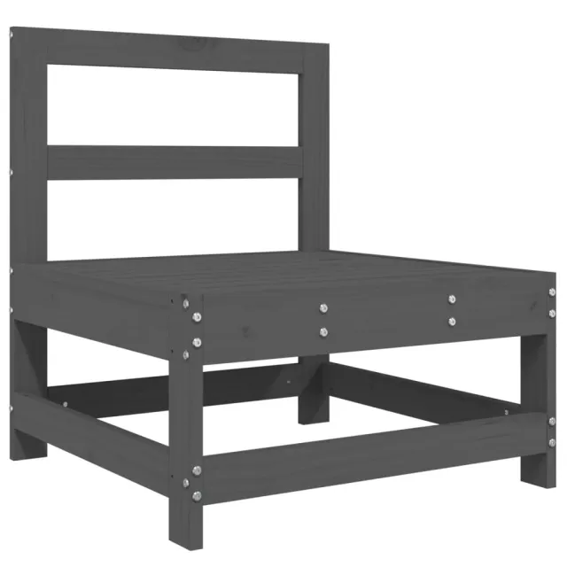 Salon de jardin 7 pcs Gris Bois de pin massif