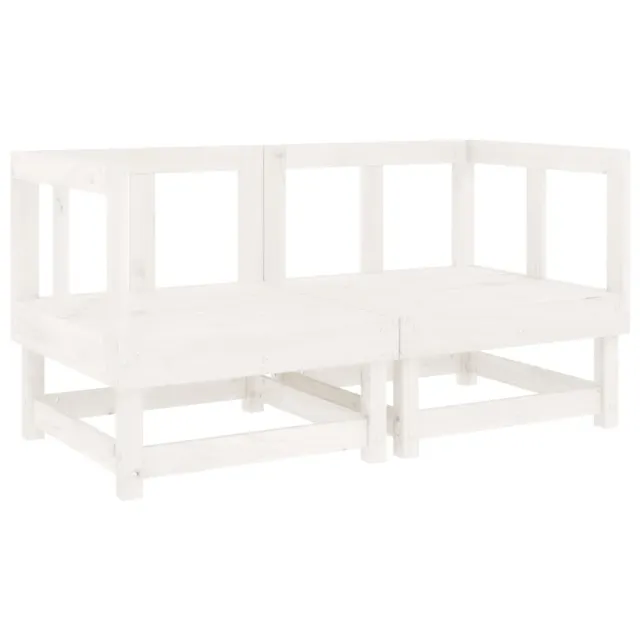 Salon de jardin 6 pcs Blanc Bois de pin massif