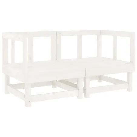 Salon de jardin 6 pcs Blanc Bois de pin massif