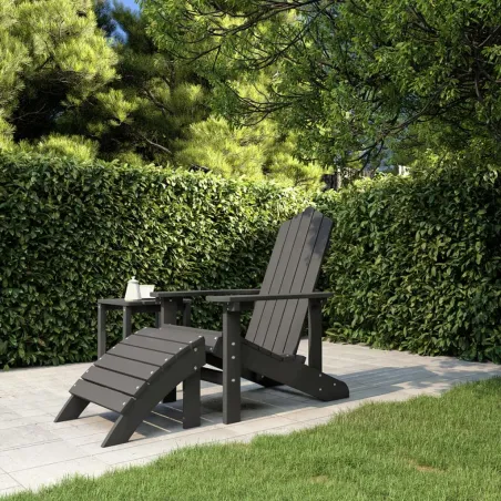 Chaise de jardin Adirondack avec repose-pied PEHD anthracite