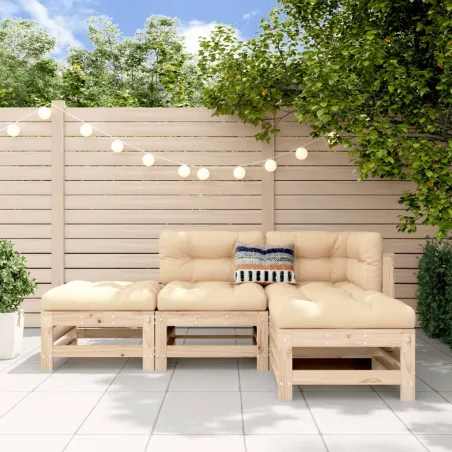 Salon de jardin 4 pcs bois massif de pin
