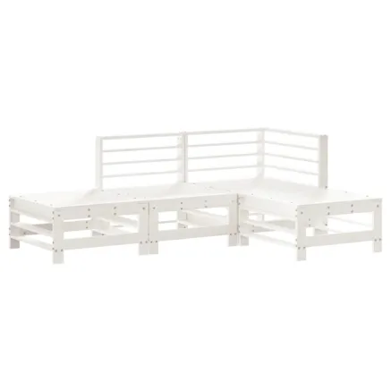 Salon de jardin 4 pcs blanc bois de pin massif 2