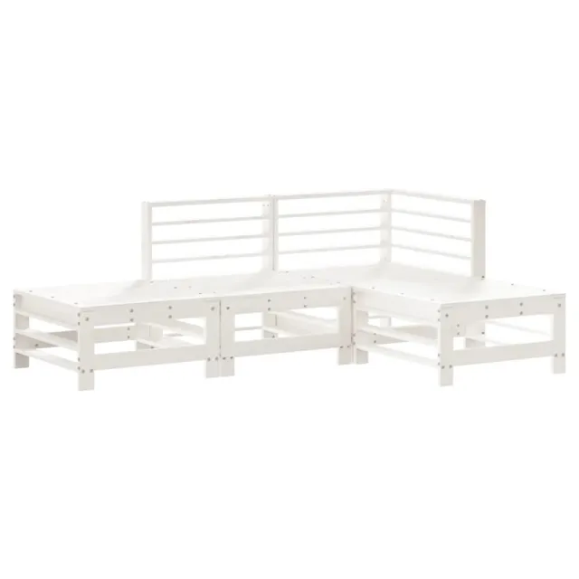 Salon de jardin 4 pcs blanc bois de pin massif