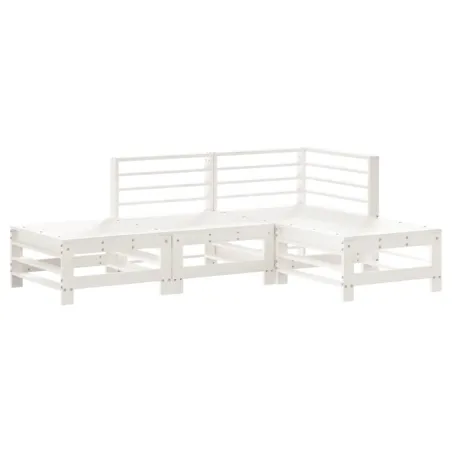 Salon de jardin 4 pcs blanc bois de pin massif