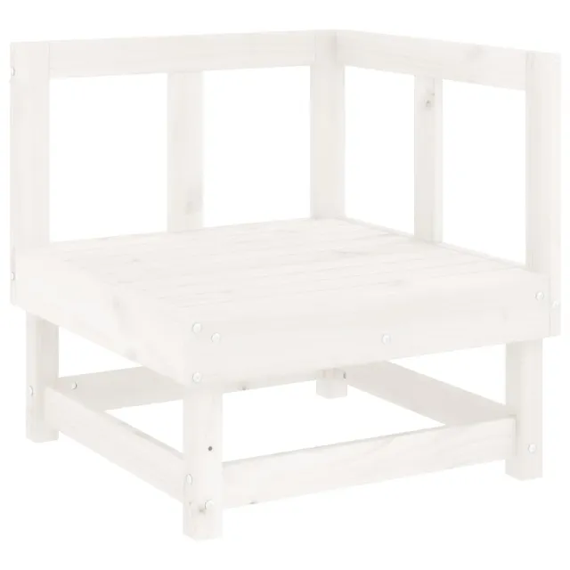 Salon de jardin 5 pcs blanc bois massif de pin
