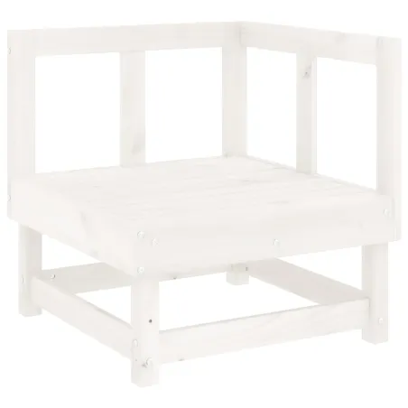 Salon de jardin 5 pcs blanc bois massif de pin