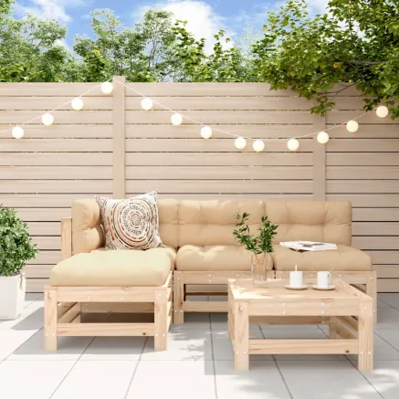 Salon de jardin 5 pcs bois massif de pin