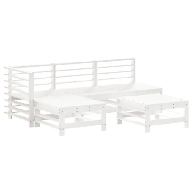 Salon de jardin 5 pcs blanc bois massif de pin