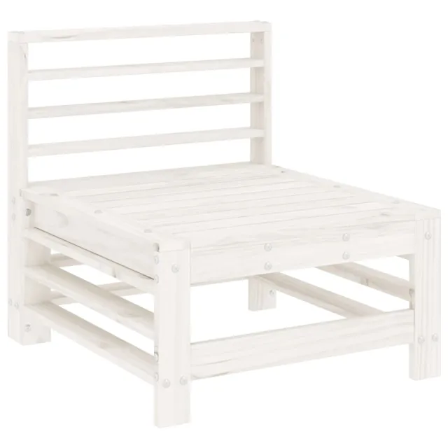 Salon de jardin 5 pcs blanc bois massif de pin