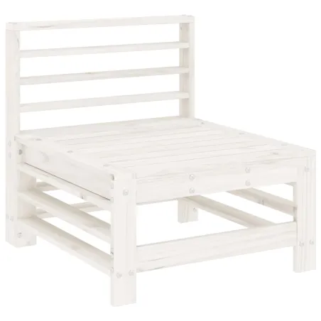 Salon de jardin 5 pcs blanc bois massif de pin