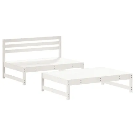Salon de jardin 2 pcs blanc bois de pin massif 2