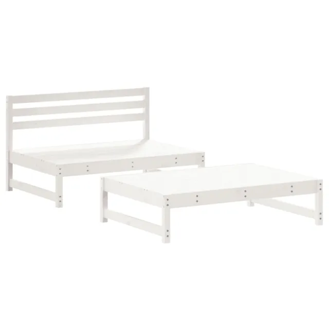 Salon de jardin 2 pcs blanc bois de pin massif