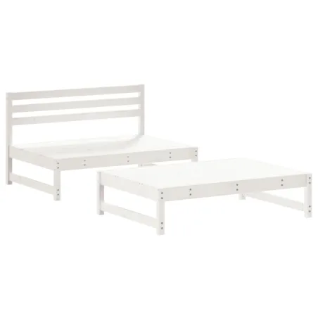 Salon de jardin 2 pcs blanc bois de pin massif