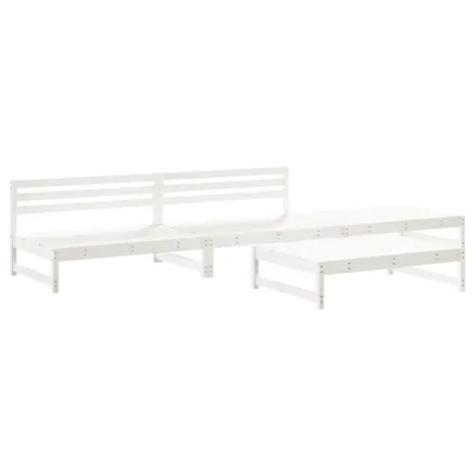 Salon de jardin 4 pcs blanc bois de pin massif 2
