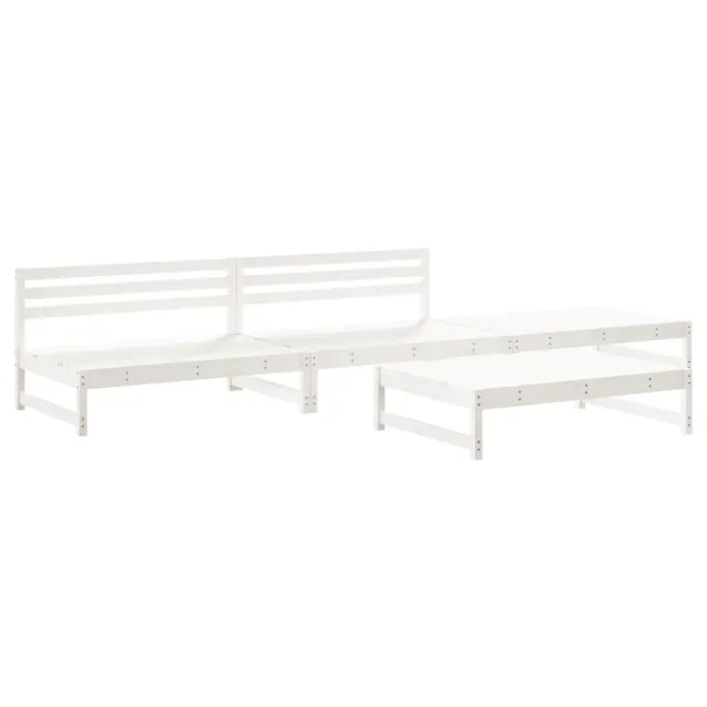 Salon de jardin 4 pcs blanc bois de pin massif