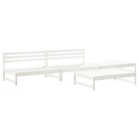 Salon de jardin 4 pcs blanc bois de pin massif