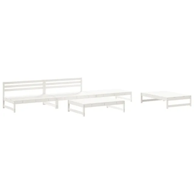 Salon de jardin 5 pcs blanc bois massif de pin