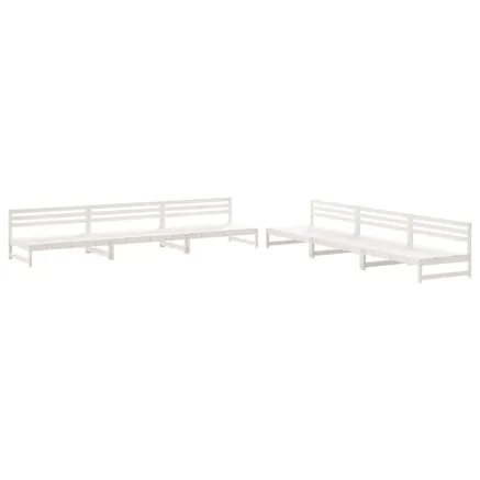 Salon de jardin 6 pcs Blanc Bois de pin massif 2