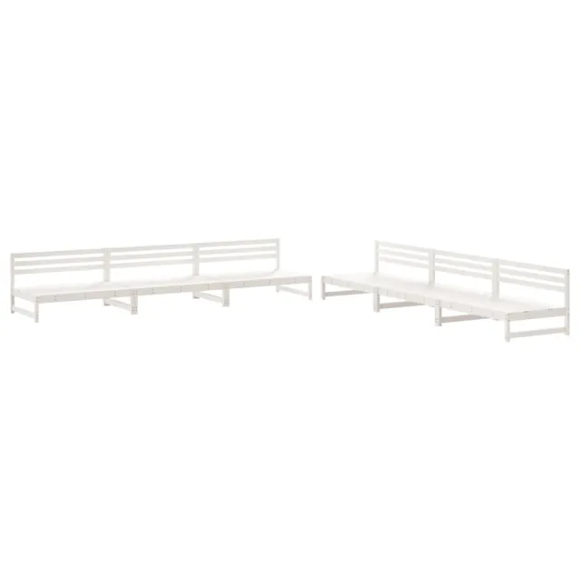 Salon de jardin 6 pcs Blanc Bois de pin massif